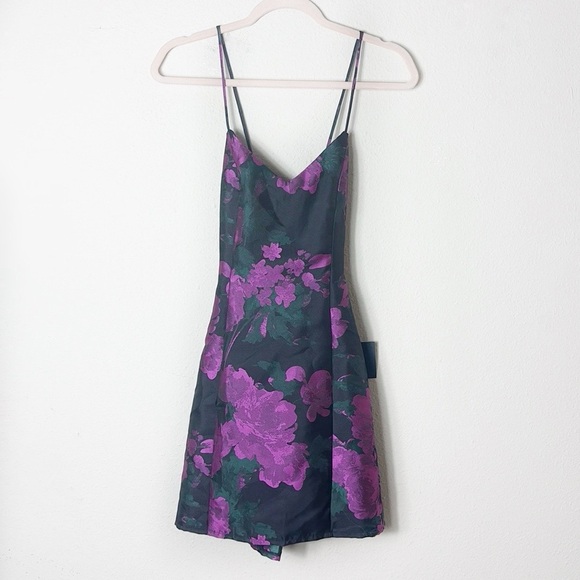 NWT Lulus Setting the Mood Black Floral Jacquard Mini Shift Dress size XS - Picture 14 of 14